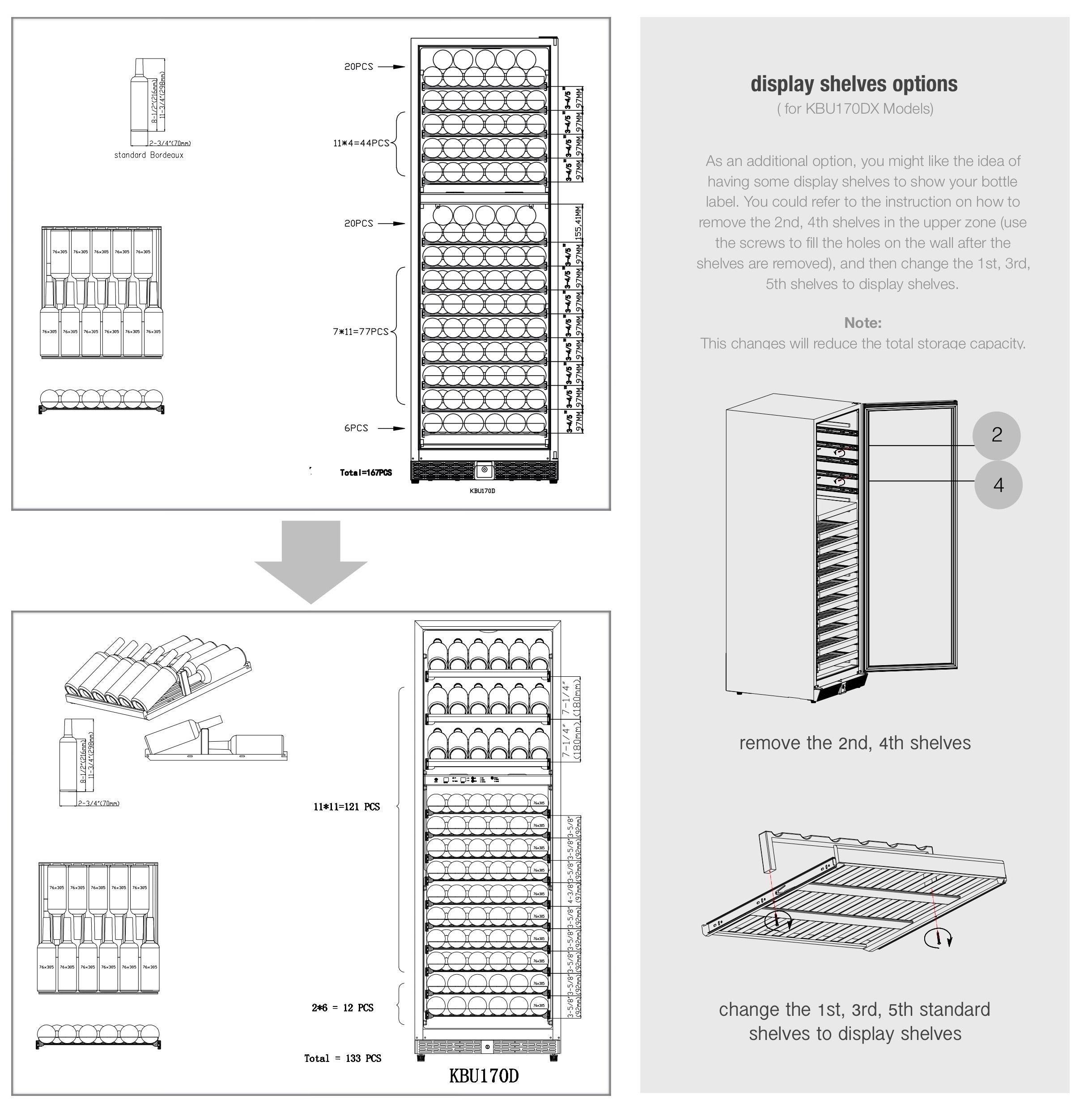 KingsBottle 164 Bottle Large Wine Refrigerator With Glass Door KingsBottle 164 Bottle Large Wine Refrigerator With Glass Door