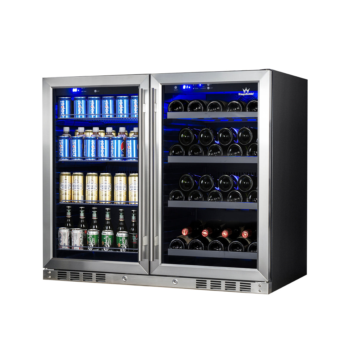KingsBottle 39 Inch Under Counter Wine And Beer Fridge Combo KingsBottle 39 Inch Under Counter Wine And Beer Fridge Combo