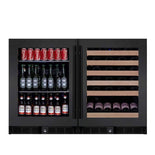 KingsBottle 48 Inch Glass Door Side By Side Wine And Beverage Cooler Combo KingsBottle 48 Inch Glass Door Side By Side Wine And Beverage Cooler Combo