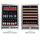 KingsBottle 48 Inch Glass Door Side By Side Wine And Beverage Cooler Combo KingsBottle 48 Inch Glass Door Side By Side Wine And Beverage Cooler Combo