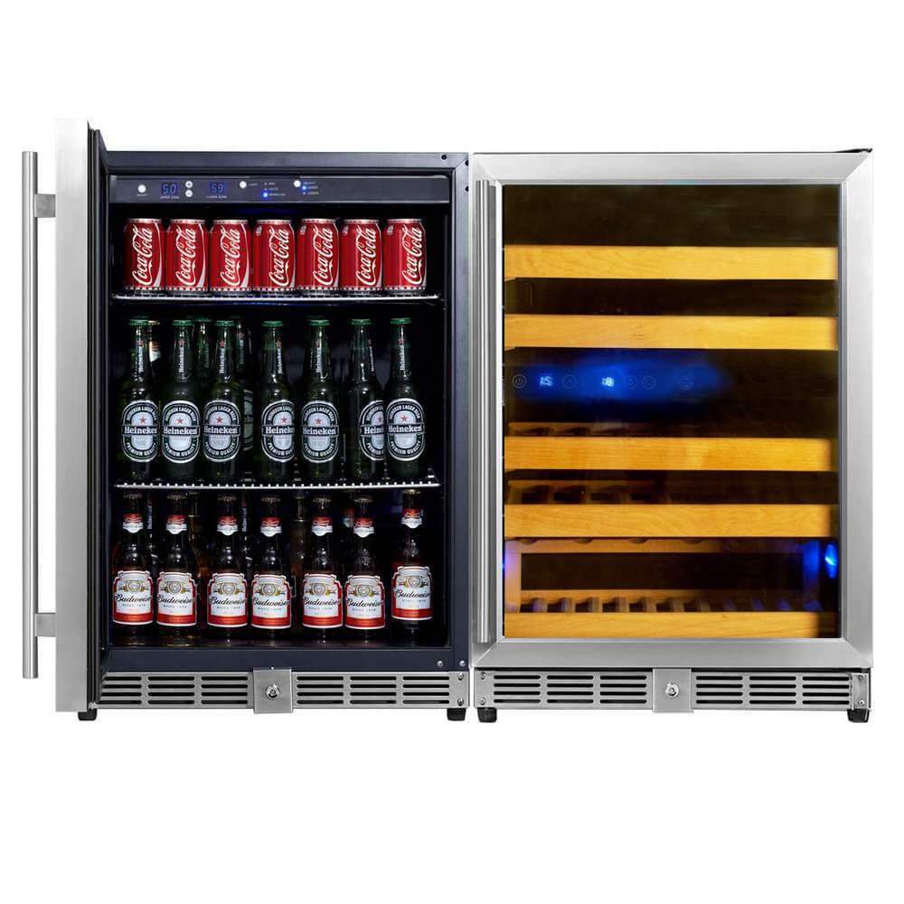 KingsBottle 48 Inch Glass Door Wine And Beverage Fridge Center Built-In or Freestanding KingsBottle 48 Inch Glass Door Wine And Beverage Fridge Center Built-In or Freestanding