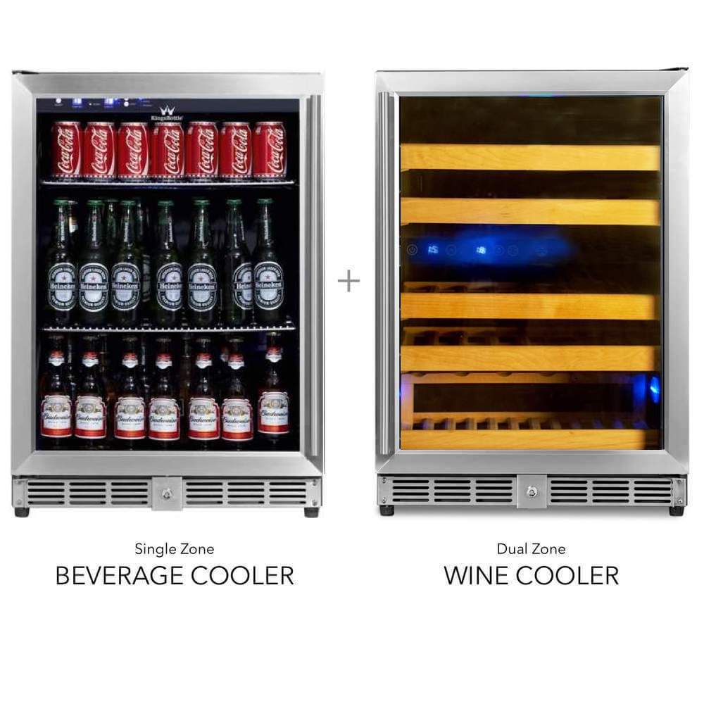 KingsBottle 48 Inch Glass Door Wine And Beverage Fridge Center Built-In or Freestanding KingsBottle 48 Inch Glass Door Wine And Beverage Fridge Center Built-In or Freestanding
