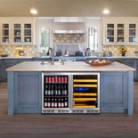 KingsBottle 48 Inch Glass Door Wine And Beverage Fridge Center Built-In or Freestanding KingsBottle 48 Inch Glass Door Wine And Beverage Fridge Center Built-In or Freestanding