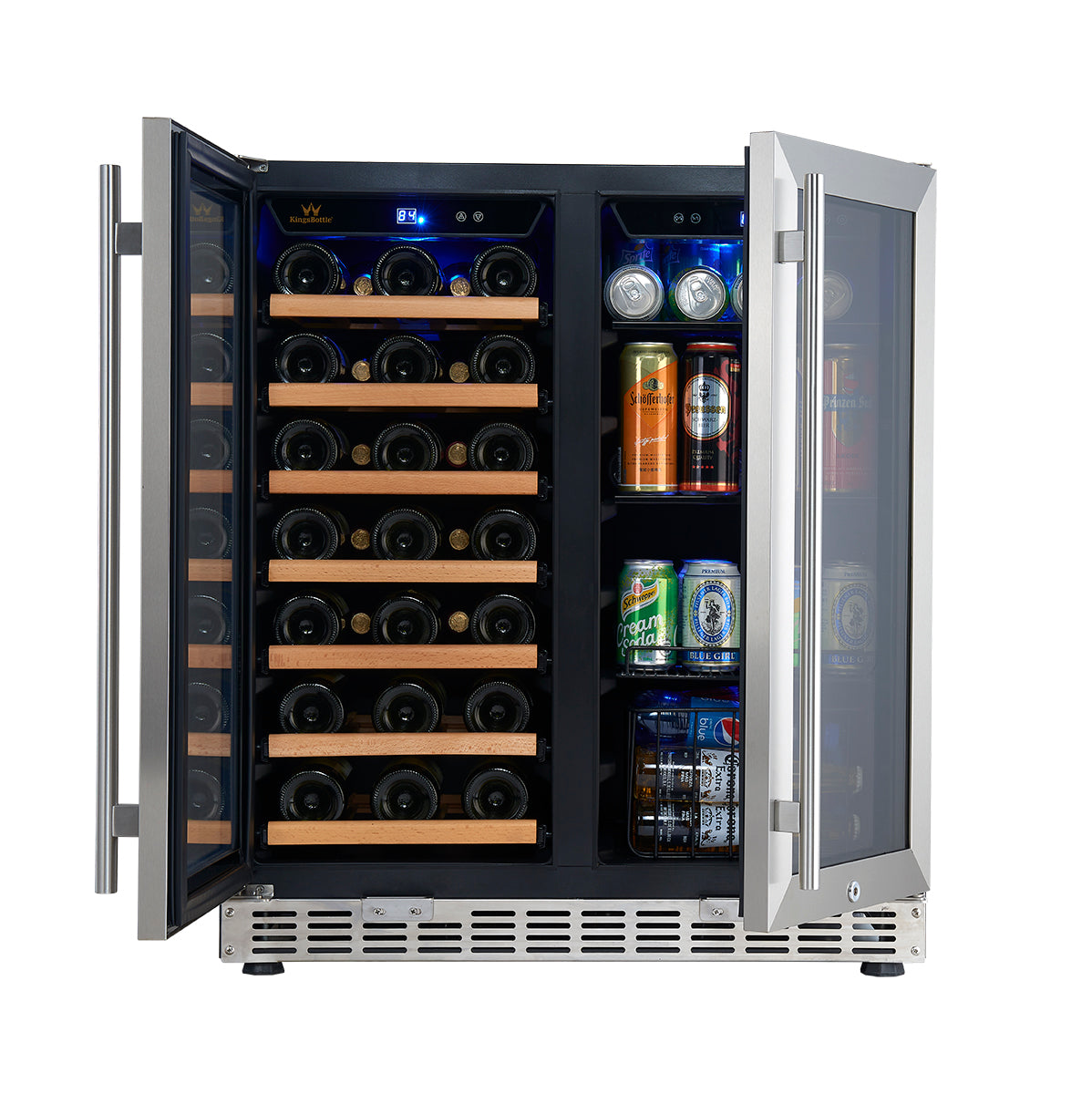 KingsBottle 30" Under Counter LowE Glass Door Wine and Beer Cooler Co