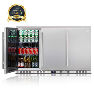KingsBottle Large 53 Inch Solid 3-Door Outdoor Beverage Drinks Cooler
