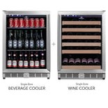 KingsBottle 48 Inch Glass Door Side By Side Wine And Beverage Cooler Combo