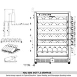 KingsBottle 46 Bottle 24 Inch Under Counter Wine Fridge Built-In or Freestanding